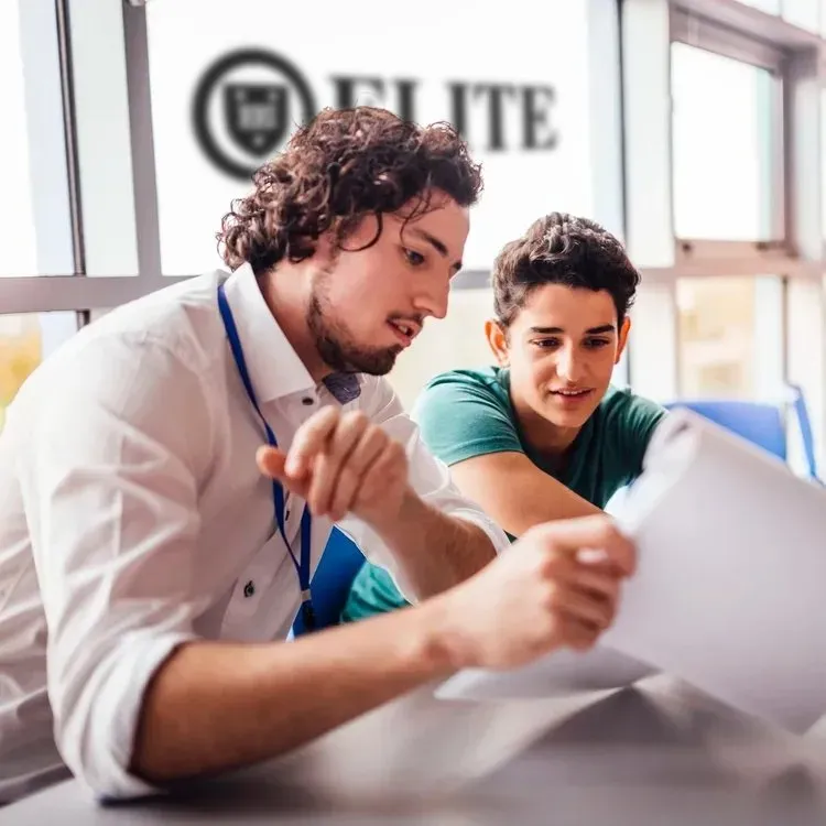 An Elite Prep tutor working through a problem with a student.